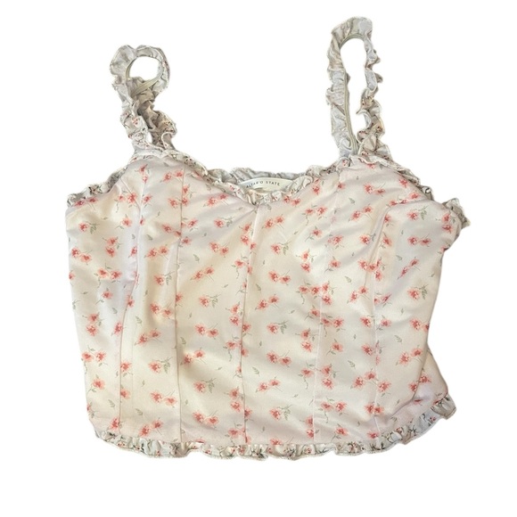 Altar'd State Tops - Altar’d State Floral Ruffle Strap crop Top